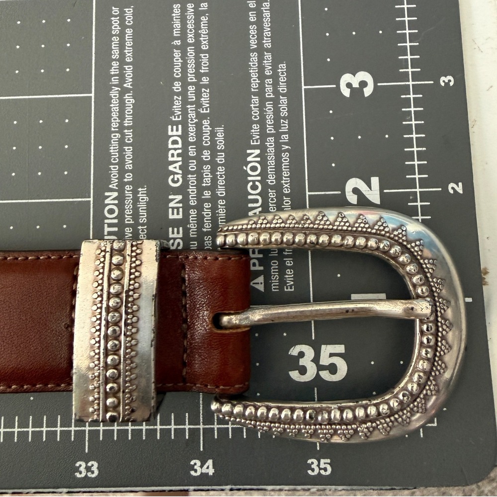 Vintage 1994 Brighton Western Country Brown Leather Silver Buckle Size M - Picture 8 of 8
